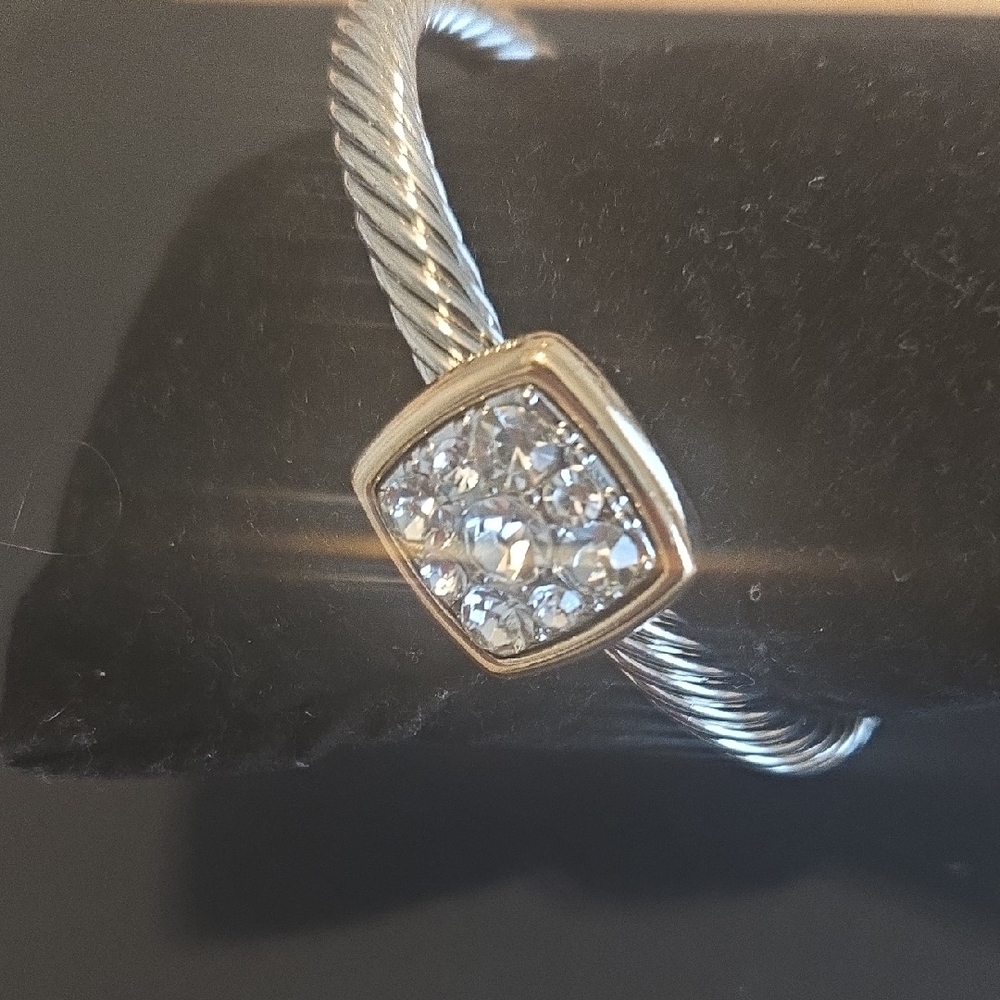 Be Inspired Silver Bracelet with Gold and Crystal Accents